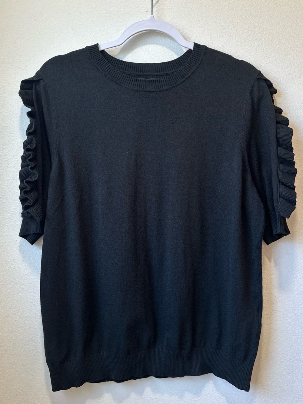 Who What Wear XXL Black Ruffle Sleeve Knit Top NWT